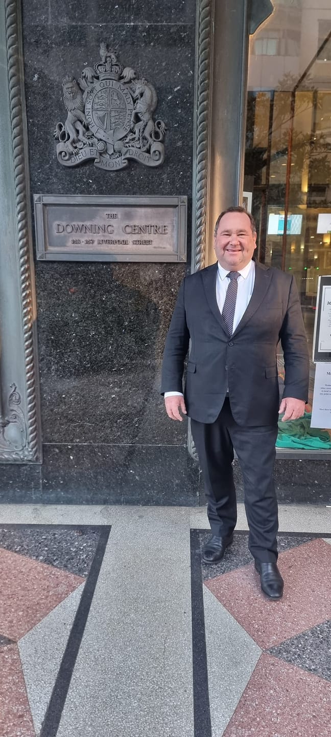 Tony Cullinan arriving at Downing Centre District Court